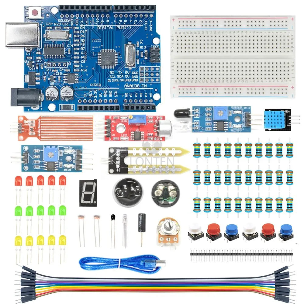 Lonten Basic Starter Kit for Arduino Uno R3 Projects Electronic Components Supplies R3 Board / Breadboard DIY LTARK-4