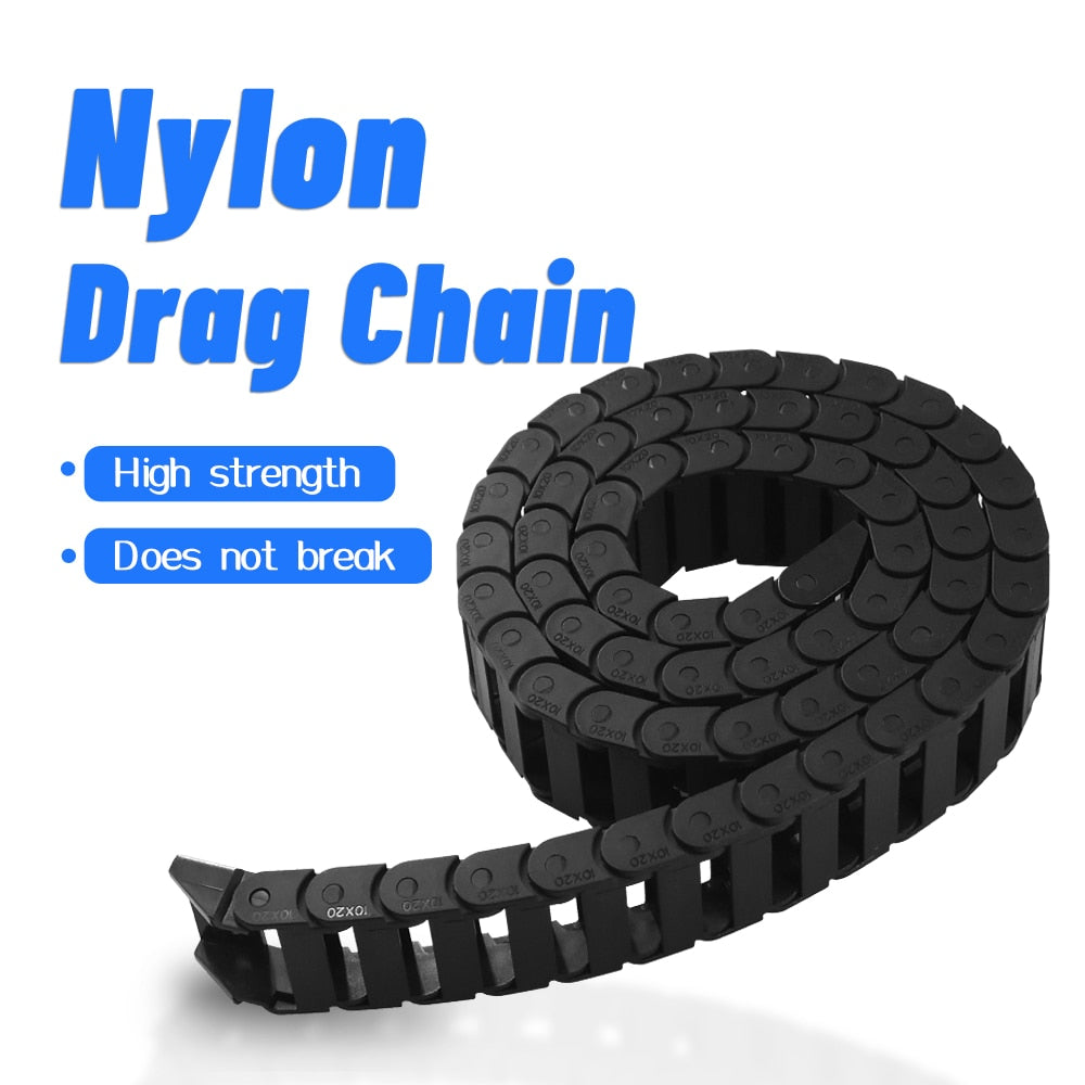 10 x 20mm 10*20mm L1000mm Cable Drag Chain Wire Carrier with end connectors for CNC Router Machine Tools