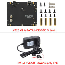 Load image into Gallery viewer, 5V 3A Type-C Power Adapter  +  X825 V2.0 2.5 inch SATA HDD/SSD Board for Raspberry Pi 4 Model B
