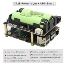 Load image into Gallery viewer, Raspberry Pi 4B/3B+/3B X728 V2.1 UPS HAT&amp; Power Management Board with AC Power Loss Detection, Auto On &amp; Safe Shutdown Function
