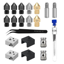 Load image into Gallery viewer, 3D Printer nozzle MK8 aluminum block tool tweezers 0.35mm cleaning needle MK8 sock extrusion wheel for 3D Printer Bluer
