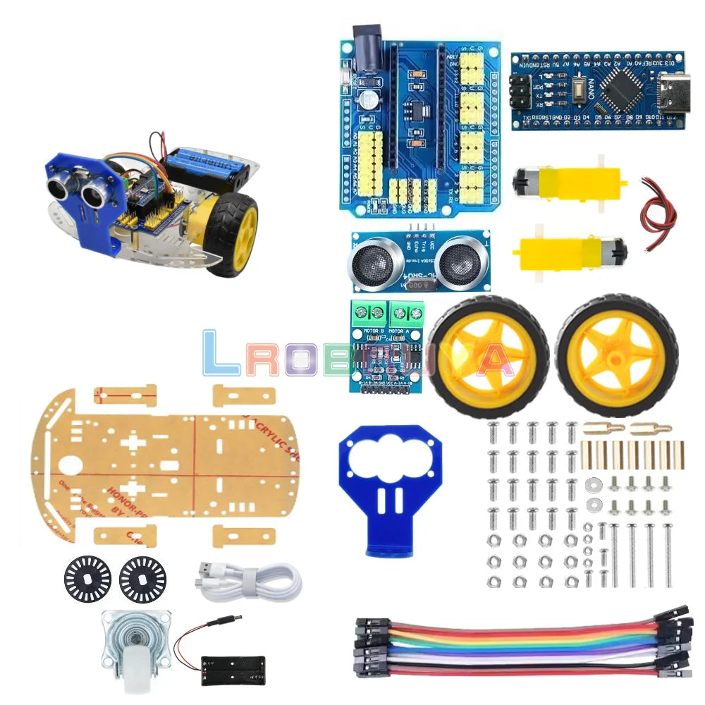 Complete Kit 2WD Smart Robot Car Kit for  Project Basic Starter Learning Programming DIY Stem Electronic Car Kit LTARK-37