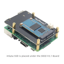 Load image into Gallery viewer, Custom Raspberry Pi mSATA SSD Storage Expansion Board X850 V3.1 Shield for Raspberry Pi 3 Model B+(Plus)/3B/2B Manufacturer

