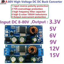 Load image into Gallery viewer, Custom 2.1A High-Voltage EBike DC-DC Converter Buck Step-Down Regulator Module 80V 72V 64V 60V 48V 36V 24V to 15V 12V 9V 6V 5V 3.3V Manufacturer
