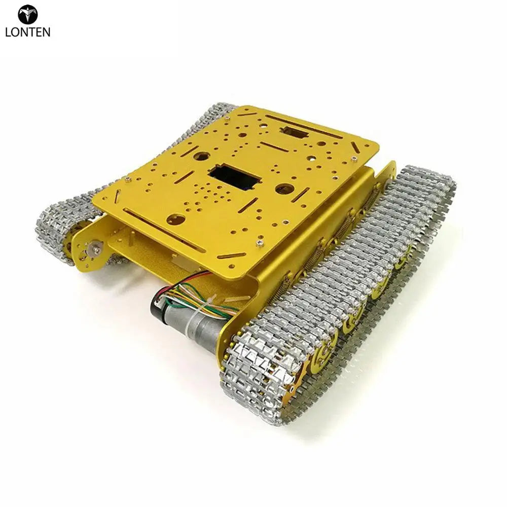 Custom Lonten TS100 DIY Metal Shock Absorption Tracked Robot Programmable Smart Car Chassis Kit with 9/12/33v Motor (No Encoder) - Gold Manufacturer