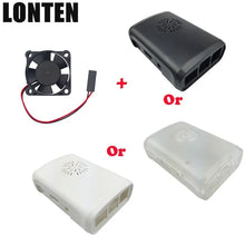Load image into Gallery viewer, Custom Lonten Raspberry Pi 3 ABS Case Black White Transparent Plastic Box Enclosure Cover + Cooling Fan for Raspberry Pi 3 Model B Plus Manufacturer
