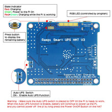 Load image into Gallery viewer, Custom Raspberry Pi 4 UPS HAT 3 with Type-C, Lithium Battery Expansion Board Module (Without Battery) for Raspberry Pi 4 Model B/3B+/3B Manufacturer
