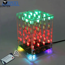 Load image into Gallery viewer, Custom Lonten 4x4x4 Dual Color RED+Green LED Cube 3D Light Square Electronic DIY Kit With Remote Control Manufacturer

