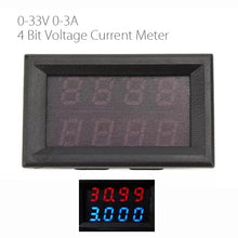 Load image into Gallery viewer, Custom 0-33V 0-3A Four Bit 4-bit Voltage Current Meter DC Double Digital LED Display Voltmeter Ammeter - Red &amp; Blue Manufacturer
