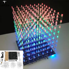 Load image into Gallery viewer, Custom Lonten DIY WIFI APP 8x8x8 3D Light Cu-be square Kit Red Blue Green LED MP3 Music Spectrum Electronic Kit No Housing Manufacturer
