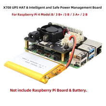 Load image into Gallery viewer, Custom Raspberry Pi X708 UPS HAT &amp; Power Management Board with Cooling Fan ,AC Power Loss Detection, Auto On &amp; Safe Shutdown Function Manufacturer
