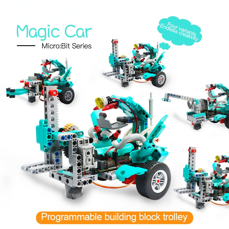 Magic Car Robotics Educational Kits Diy Kit for Magic :Bit ,Support Makecode Graphical Software, Bluetooth and APP control