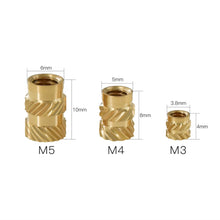 Load image into Gallery viewer, 10pcs Mellow Brass Hot Melt Inset Nuts Heating Molding Copper Thread 3D Printer Parts SL-type Double Twill Knurled Injection
