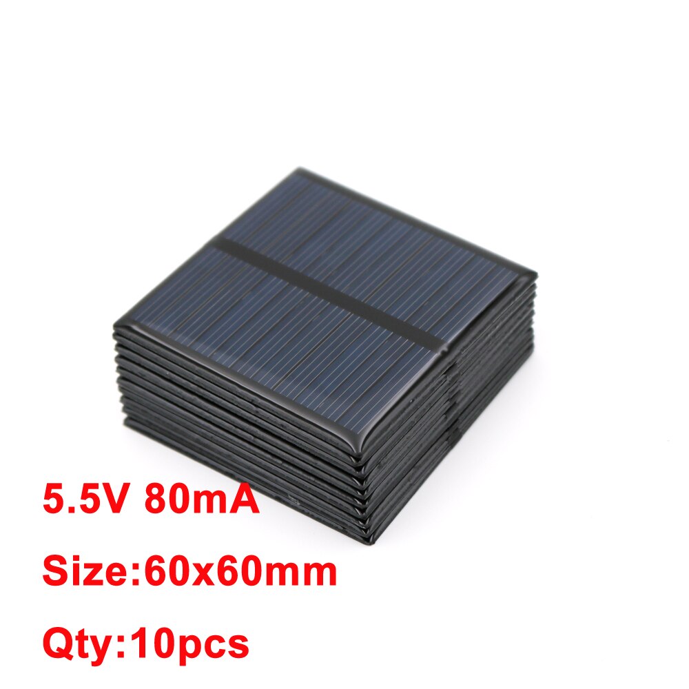 10pcs Solar Panel 5.5V Mini Solar System DIY For Battery PV Cell Phone Chargers Portable 70mA 80mA 100mA 110mA 160mA 180mA 291mA