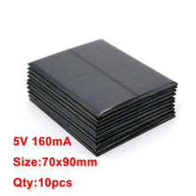 Load image into Gallery viewer, 10pcs x 5VDC Solar Panel Power bank 150 160 200 250 500 840 mA Solar Panel 5V Mini Solar Battery cell phone charger portable
