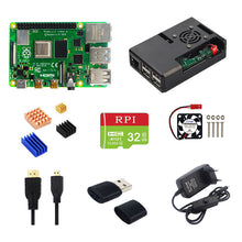 Load image into Gallery viewer, Rasperry Pi 4 2GB/4GB/8GB RAM Board + ABS Case + Switch Power Supply  +Heat Sink + Cooling Fan for Raspberry Pi 4B
