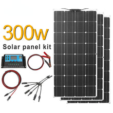 Load image into Gallery viewer, 200w 300w solar panel kit complete for home outdoor camping panel solar charger 12v  with home system regulator
