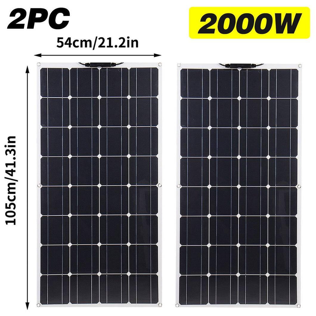 2000W Flexible Solar Panel Kit Complete 18V High Efficiency Mono Cell Solar Panel Power Bank Panel Solar Power Generator System