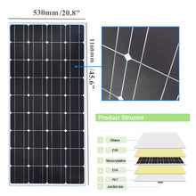 Load image into Gallery viewer, 200W Tempered Glass Solar Panel Kit 2pcs 100W Rigid Painel Windproof Anti-snow Anti-hail PV Panels Solar System
