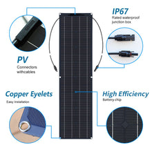 Load image into Gallery viewer, 2pcs 50W Solar Panel 100W Kit Complete 12V High Efficiency Mono Cell Flexible Solar Panels With Charge Controller PV Cable
