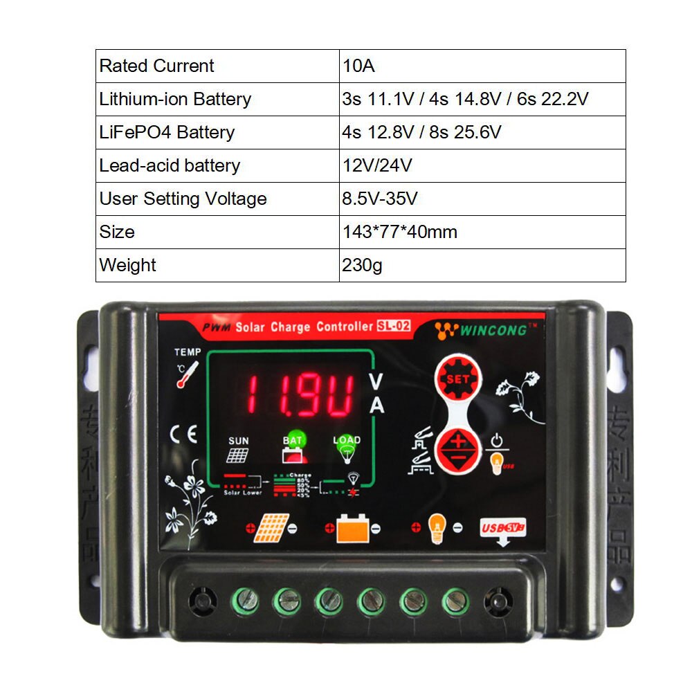 30A 12V 24V Solar Panel Charge Controllers Regulator 3.7V 12.8V 11.1V 14.8V 22.2V 25.6V LI LI-ION NI-MH LiFePO4 Battery
