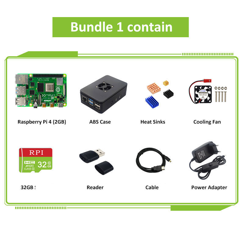 Raspberry Pi 4 Model B 2/4/8GB RAM +Case +Fan +Heat Sink +Power Supply +compatible Cable for Raspberry Pi 4B