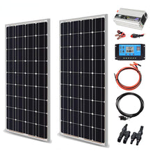 Load image into Gallery viewer, 200W Glass Solar Panel Kit Complete 100W 18V Aluminum Frame Rigid Tempered Glass Solar Panels Home RV Roof Waterproof PV Panel
