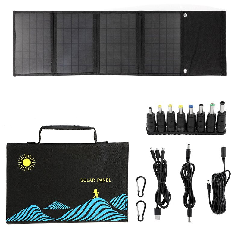 60W/100W Solar Panel Portable Folding Bag USB+DC Output Solar Charger Outdoor Power Supply for Mobile Phone Power Generator