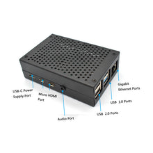 Load image into Gallery viewer, New aluminum alloy Raspberry Pi 4  Case ,black + silver raspberry PI Case, fan cooled LT-4B01-F
