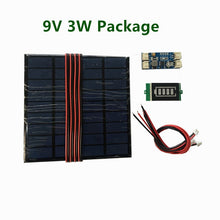 Load image into Gallery viewer, 6V 3W 9V 2W 12V 2W 3W Solar panel with Solar min battery charger with battery display DIY KIT PH 2.0 Cable
