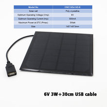 Load image into Gallery viewer, 6VDC 2 3 4.5 6 W Watt Solar Panel Charger Bluetooth speaker Powebank Digital camera 5V USB output Solar Panel 6V
