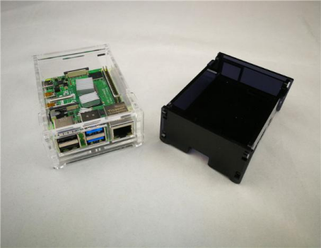 Raspberry Pi 4 Model B Transparent Black Shell with Cooling Fan Protect Cover for Raspberry Pi 4 4B