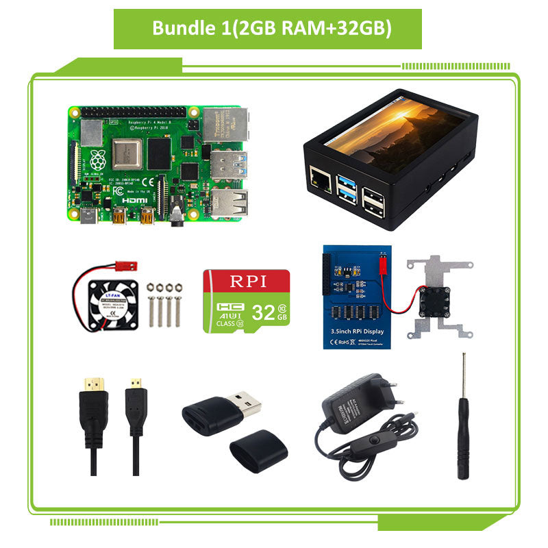 Raspberry Pi 4 Model B Kit 2GB/4GB/8GB RAM +  Case + Cooling Fan + 4K HD Video Cable + Power Supply for Raspberry Pi 4B