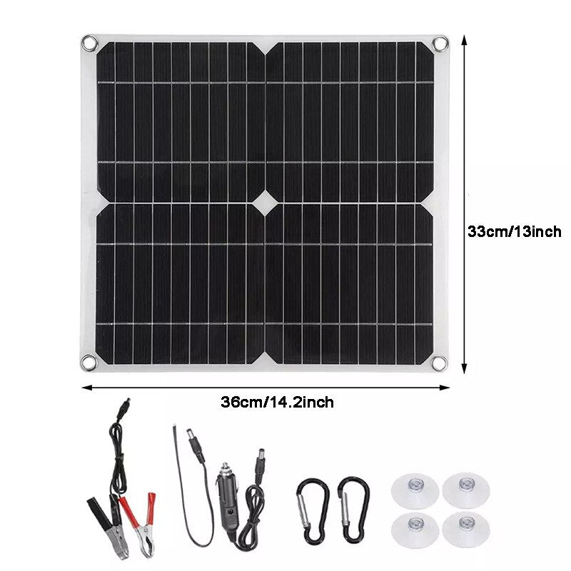 80w Solar Panel Dual 12v/5v USB with20A 60A Controller Waterproof Solar Cells Poly Solar Cells for Car Yacht RV Battery Charger