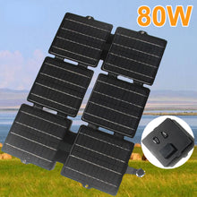 Load image into Gallery viewer, 80W Folding Solar Charger USB 5V DC 12V Waterproof Solar Panel Portable Solar Panel Bag Mobile Power for Outdoor Camping Hiking

