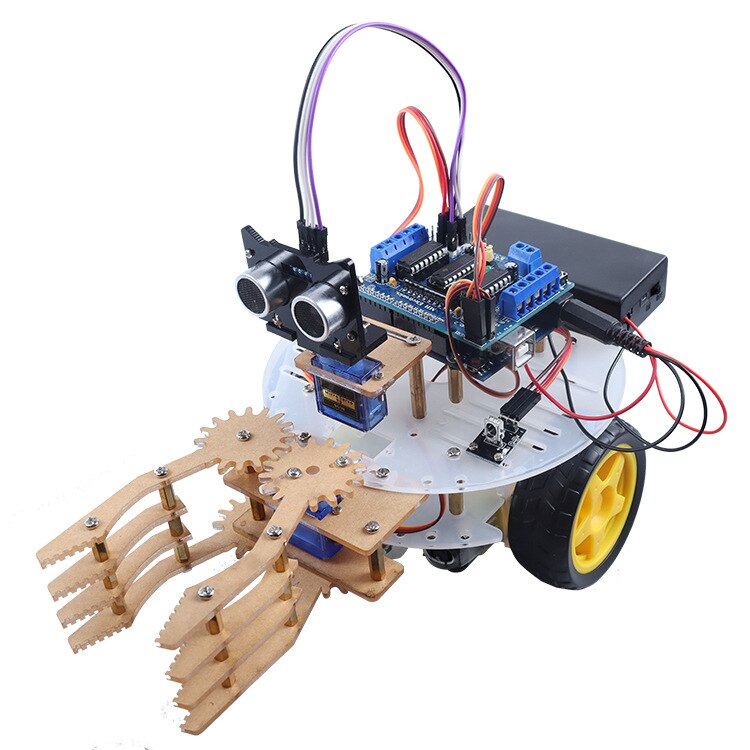 Arduino Intelligent Robot Car Kit Mechanical Arm Remote Control Grab Car Kit