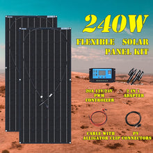 Load image into Gallery viewer, solar panel kit complete 120w 240w 360w 480w 600w 720w solar paneler cell for 12V 24v battery home car Boat yacht
