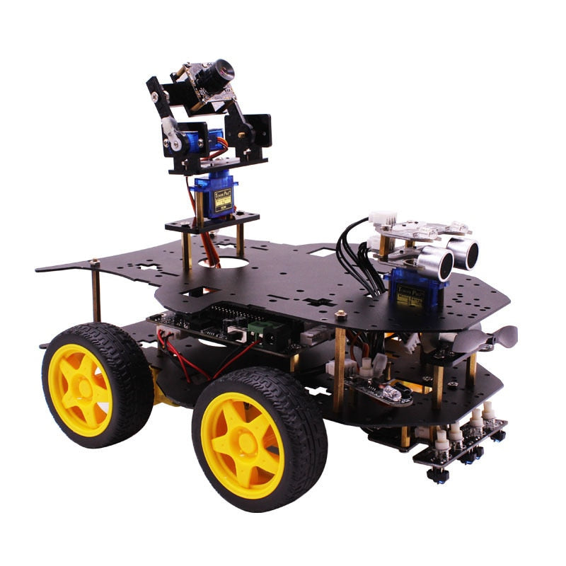 Chuangke Teaching Raspberry Pi 4 Generation Smart Car WiFi Camera AI Video Robot 4WD