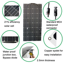 Load image into Gallery viewer, 100w 200w 12v portable Solar Panel Flexible 16V 800W plate CELLS Monocrystalline silicon
