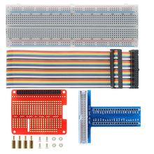 Load image into Gallery viewer, GPIO Breakout Expansion Kit,T-Shaped Breakout Adapter Plate+40Pin GPIO cable+Breadboard for Raspberry Pi 4B/3B+/3B/2B

