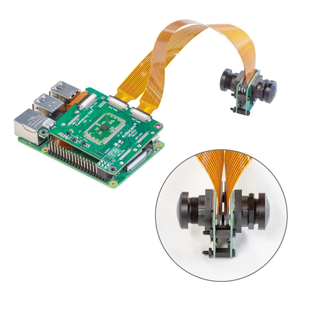 Arducam 8MP Synchronized Stereo Camera Bundle Kit for Raspberry Pi With Fisheye Lens Custom PCB panel light pcba