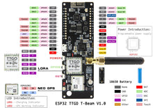 Load image into Gallery viewer, TTGO T-Beam V1.0 ESP32 LORA 433/868/915/923MHZ WiFi Wireless Module GPS NEO-M8N IPEX 18650 Battery Holder Custom PCB
