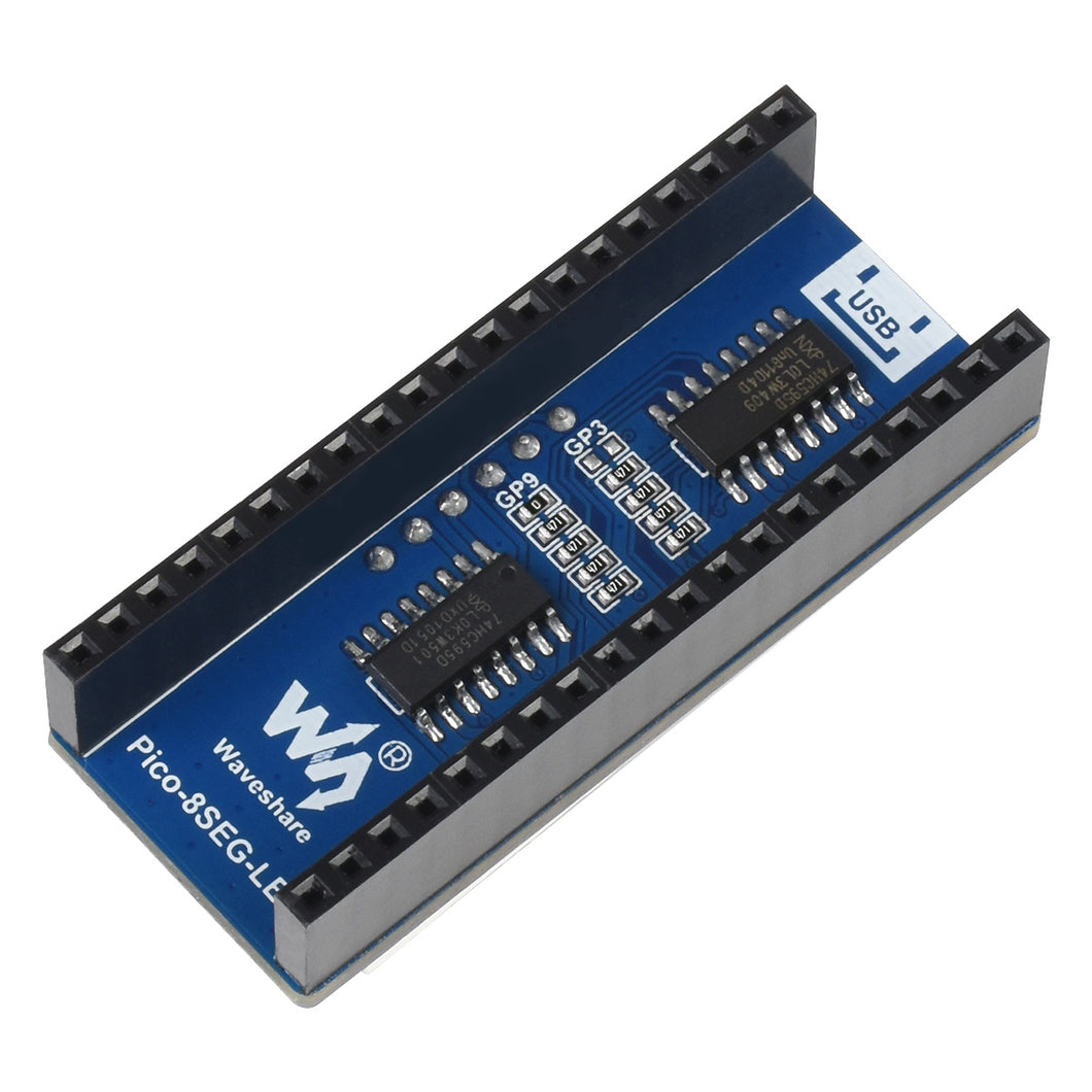 4-digit 8-segment Display Module for Raspberry Pi Pico, Embedded 74HC595 Driver, SPI-compatible, Easy to drive Custom PCB