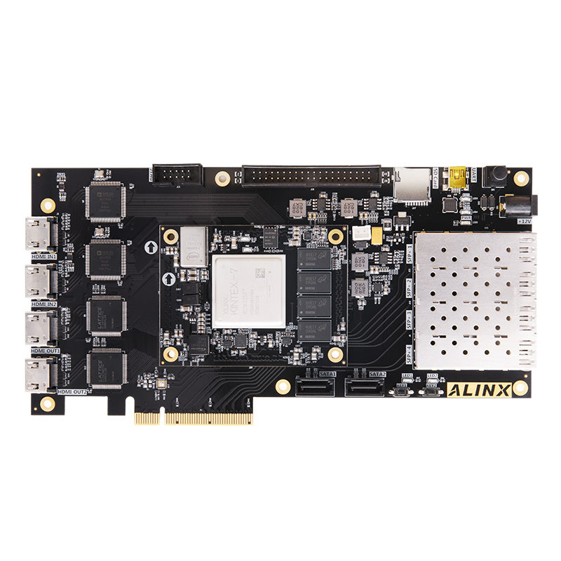 FPGA Development Board Alinx Shanxi Kintex7 Black and Golden K7 7325 4K Video Image Processing PCIe Av7k325 Custom PCB