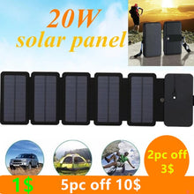 Load image into Gallery viewer, 20W Power Folding Solar Cells Charger Outdoor 5V 2.1A USB Output Devices Portable Solar Panels For Phone Charging
