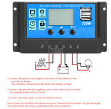 Load image into Gallery viewer, custom 1Pcs 10A /20A/30A  12V 24V Auto Solar Charge Controller PWM Controllers LCD Dual USB 5V
