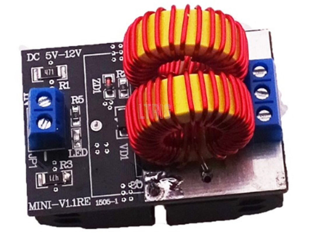 custom 1Pcs DC 5V-12V 120W Mini ZVS Induction Heating Power Module Tesla Jacobs Ladder No Taps With Heating Coil