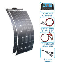 Load image into Gallery viewer, Panels solar 100w 200w and flexible solar panel kit with 10A/20A charge controller 12v solar panels for camping car home roof
