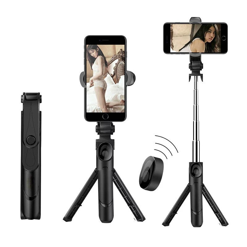 Q02S Wireless Bluetooth Selfie Stick Foldable Mini Tripod Stabilizer With LED Fill Light Shutter Remote Control For IOS Android