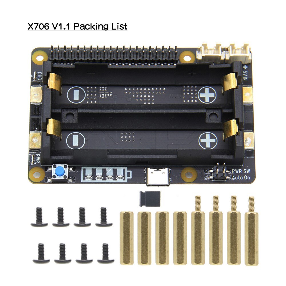 Raspberry Pi 18650 UPS HAT，X706 V1.1 Shield/Expansion Board supports Auto Power On for Raspberry Pi 4 model B/3B+/3B